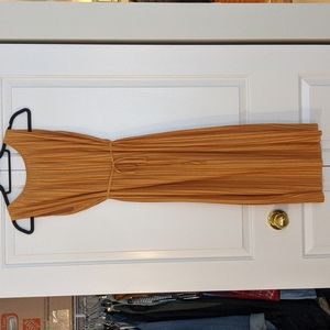 Uniqlo Pleated Gold Midi Dress